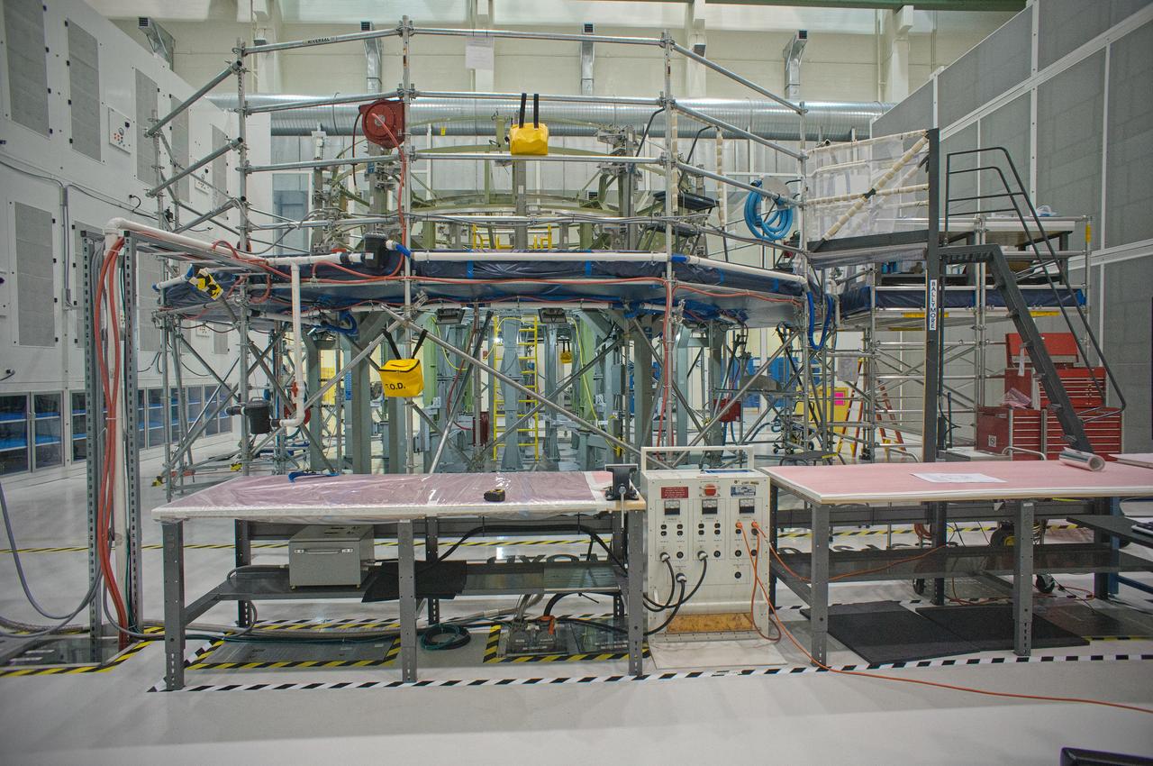 The Exploration Flight Test-1 (EFT-1) Orion service module in the Operations and Checkout (O&amp;C) Building at NASA’s Kennedy Space Center on Dec. 31, 2011. Part of Batch image transfer from Flickr. 