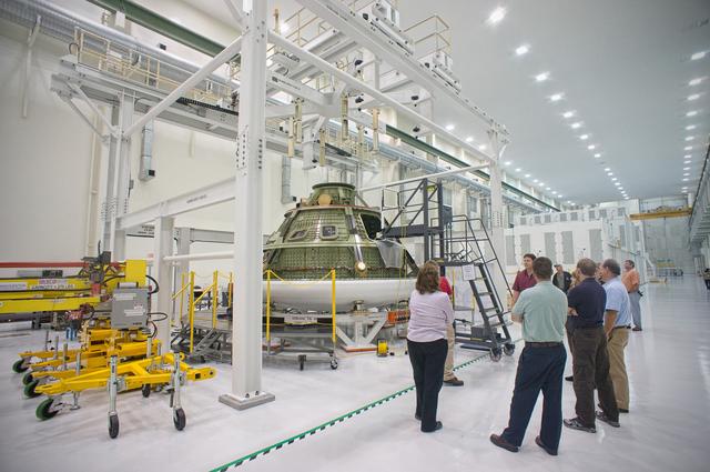 NASA image: Langley Research Center SPLASH team examines the Orion Ground Te