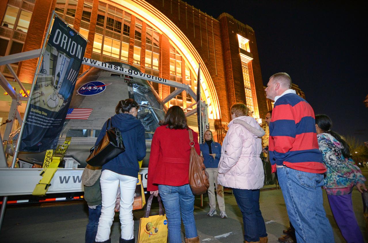 The Orion Pad Abort-1 pathfinder on display at an event outside American Airlines Center in Dallas on Jan. 27, 2012. Part of Batch image transfer from Flickr.