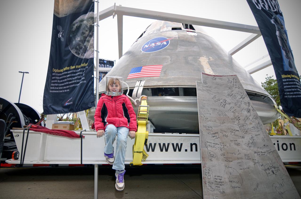 The Orion Pad Abort-1 pathfinder on display at an event outside American Airlines Center in Dallas on Jan. 27, 2012. Part of Batch image transfer from Flickr. 