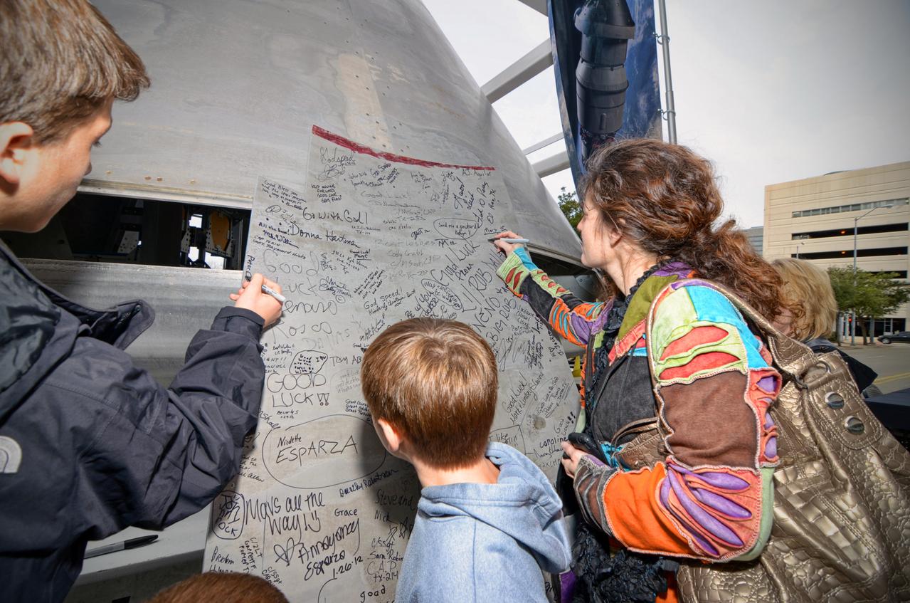 The Orion Pad Abort-1 pathfinder on display at an event outside American Airlines Center in Dallas on Jan. 27, 2012. Part of Batch image transfer from Flickr. 