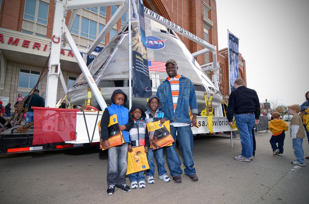 The Orion Pad Abort-1 pathfinder on display at an event outside American Airlines Center in Dallas on Jan. 27, 2012. Part of Batch image transfer from Flickr.