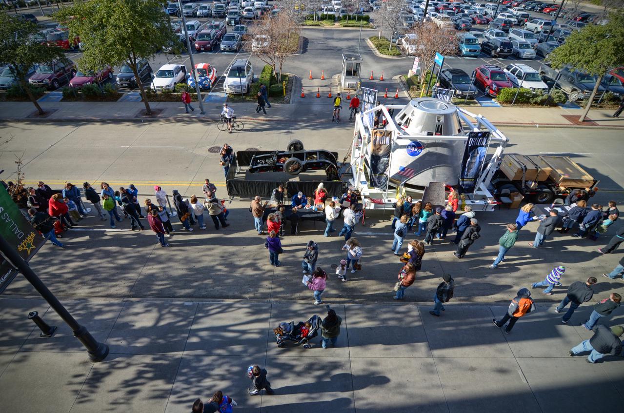 The Orion Pad Abort-1 pathfinder on display at an event outside American Airlines Center in Dallas on Jan. 27, 2012. Part of Batch image transfer from Flickr. 