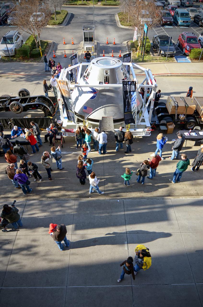 The Orion Pad Abort-1 pathfinder on display at an event outside American Airlines Center in Dallas on Jan. 27, 2012. Part of Batch image transfer from Flickr.