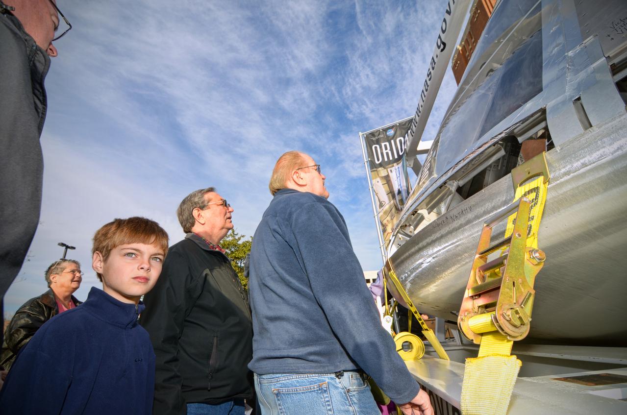 The Orion Pad Abort-1 pathfinder on display at an event outside American Airlines Center in Dallas on Jan. 27, 2012. Part of Batch image transfer from Flickr. 