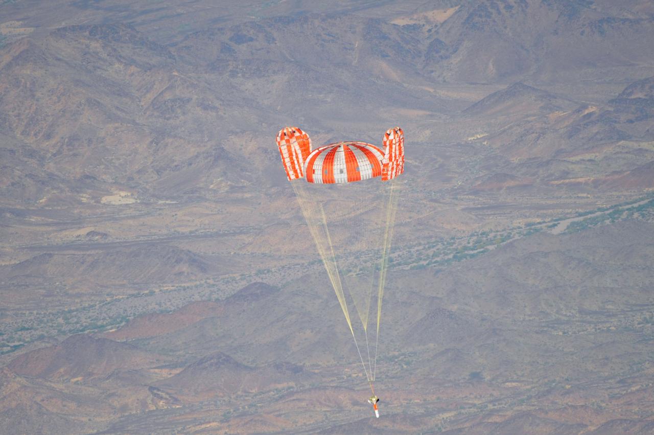 An Orion parachute development test takes place at U.S. Army Yuma Proving Ground in Yuma, Arizona, on April 17, 2012. Part of Batch image transfer from Flickr.