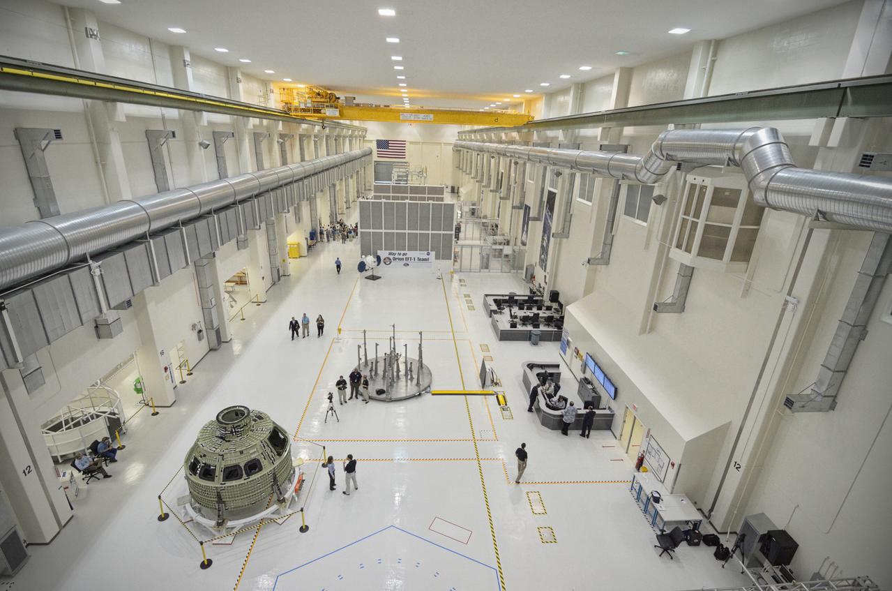 The Orion crew module pressure vessel for Exploration Flight Test-1 (EFT-1) is unveiled at a ceremony at the Operations and Checkout (O&amp;C) Building at NASA’s Kennedy Space Center in Florida on July 2, 2012. Part of Batch image transfer from Flickr. 