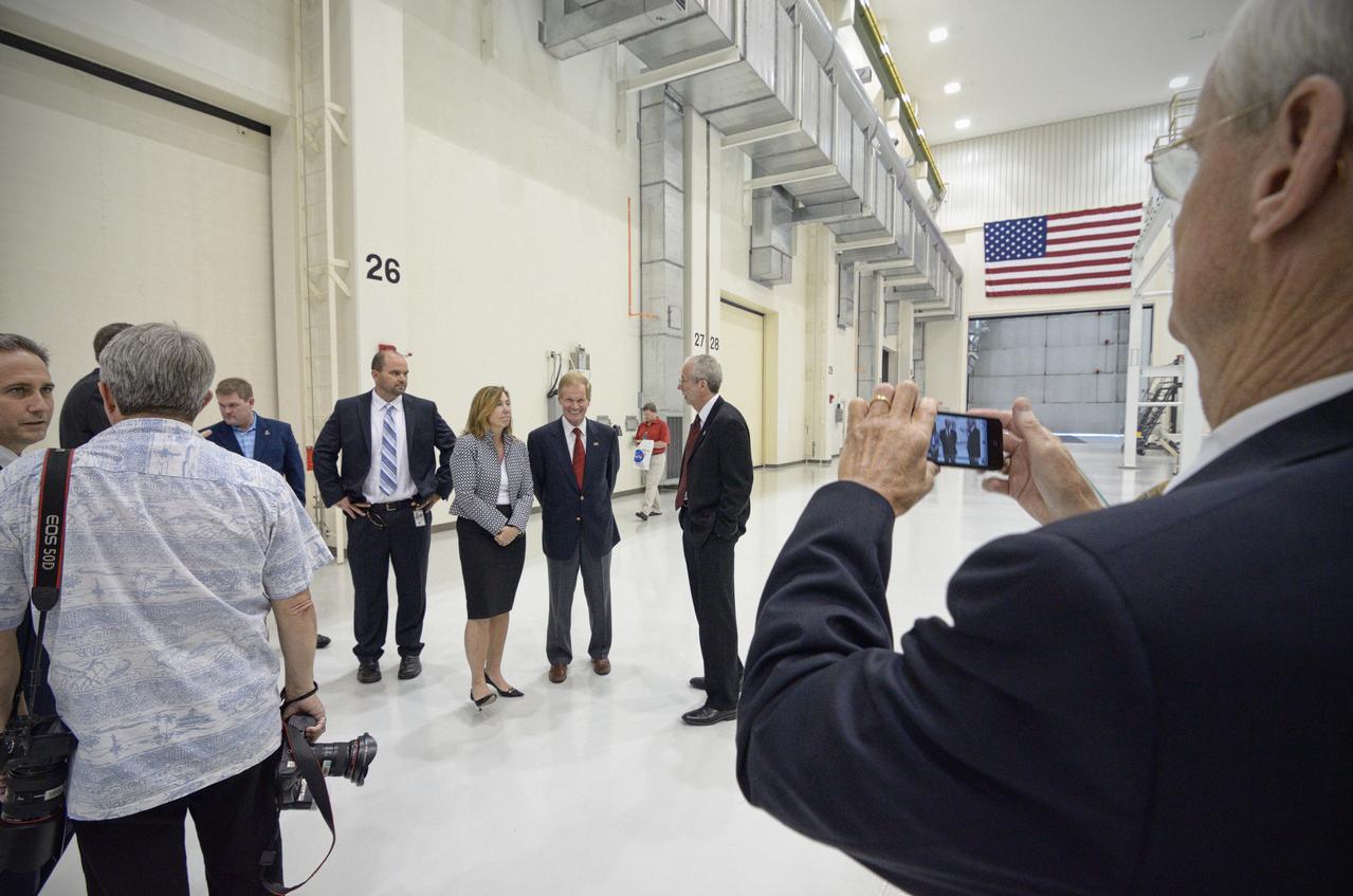 The Orion crew module pressure vessel for Exploration Flight Test-1 (EFT-1) is unveiled at a ceremony at the Operations and Checkout (O&amp;C) Building at NASA’s Kennedy Space Center in Florida on July 2, 2012. Part of Batch image transfer from Flickr. 