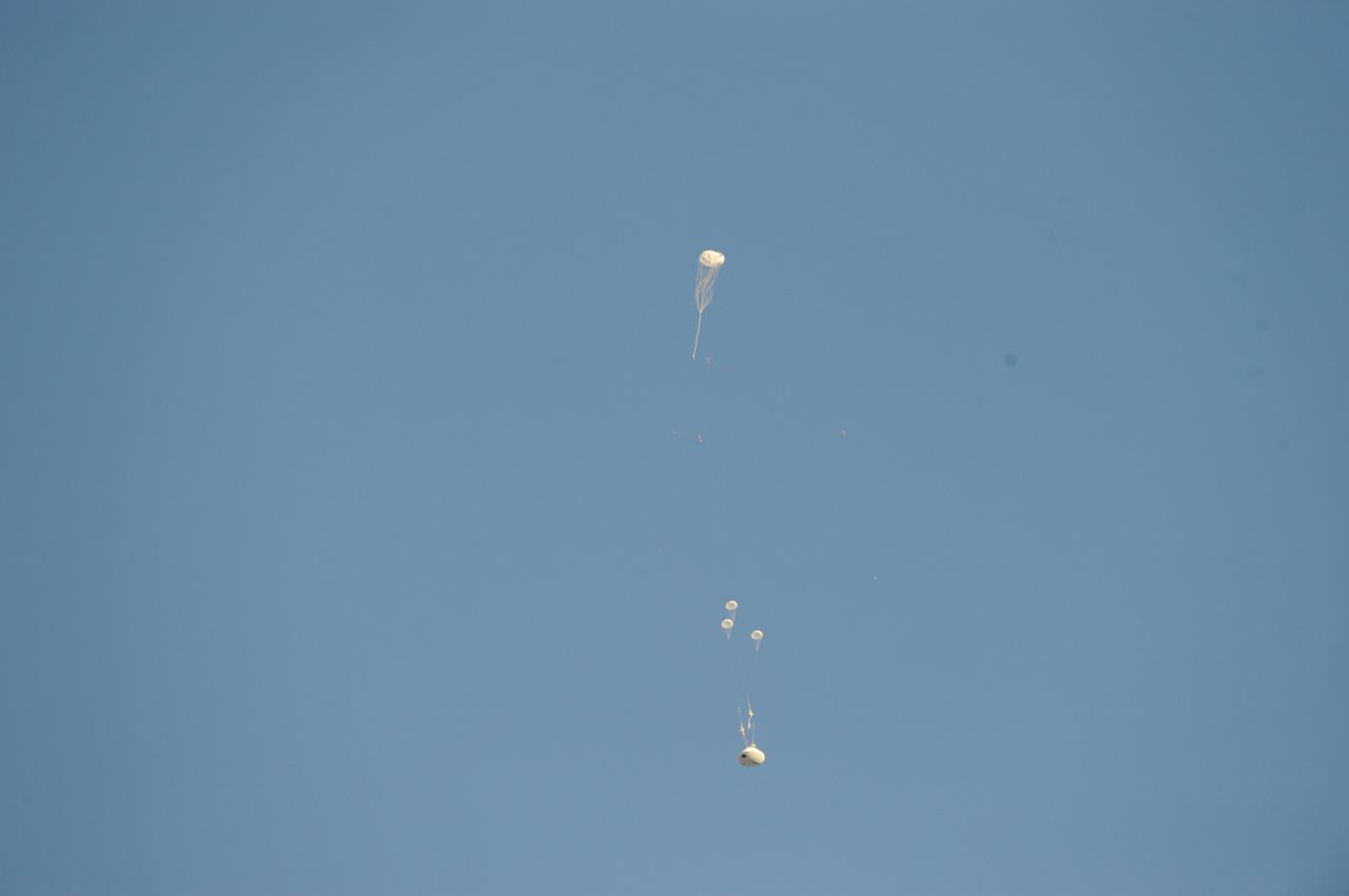 Orion teams perform an Orion Capsule Parachute Assembly System (CPAS) drop test using the Parachute Test Vehicle (PTV) at the U.S. Army Yuma Proving Ground in Yuma, Arizona on Dec. 20, 2012. Part of Batch image transfer from Flickr.
