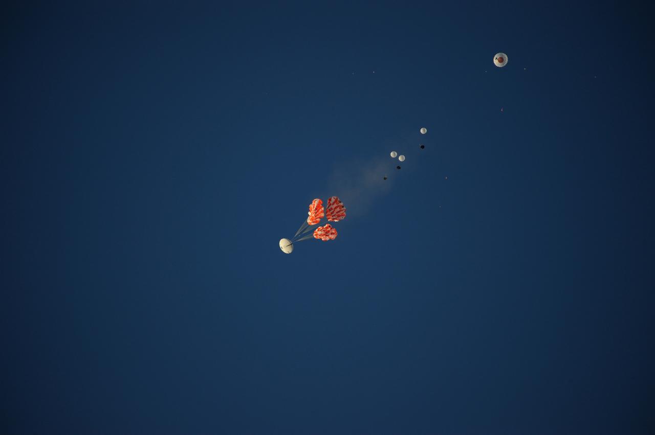 Orion teams perform an Orion Capsule Parachute Assembly System (CPAS) drop test using the Parachute Test Vehicle (PTV) at the U.S. Army Yuma Proving Ground in Yuma, Arizona on Dec. 20, 2012. Part of Batch image transfer from Flickr.