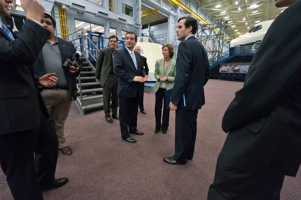 U.S. Senator for Texas Ted Cruz visits Orion at the Johnson Space Center in Houston on Feb. 8, 2013. Johnson Space Center Director Dr. Ellen Ochoa discussed Orion progress with the Senator. Part of Batch image transfer from Flickr.