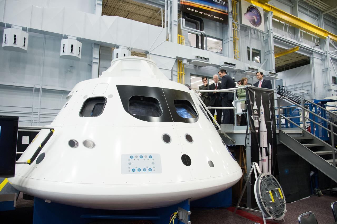U.S. Senator for Texas Ted Cruz visits Orion at the Johnson Space Center in Houston on Feb. 8, 2013. Orion Program Manager Mark Geyer and Johnson Space Center Director Dr. Ellen Ochoa discussed Orion progress with the Senator. Part of Batch image transfer