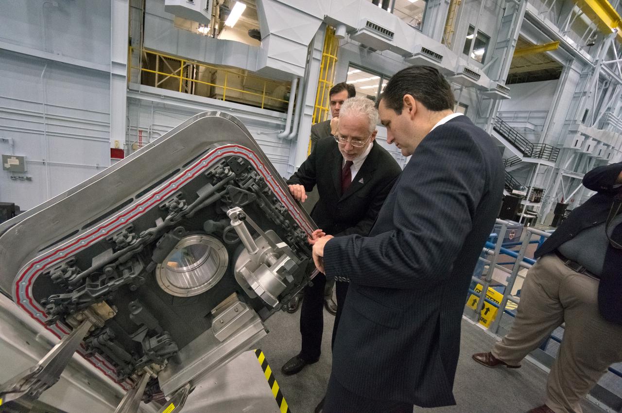 U.S. Senator for Texas Ted Cruz visits Orion at the Johnson Space Center in Houston on Feb. 8, 2013. Orion Program Manager Mark Geyer discussed Orion progress with the Senator. Part of Batch image transfer from Flickr.