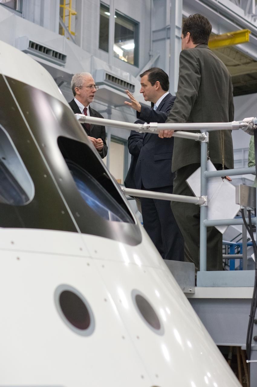 U.S. Senator for Texas Ted Cruz visits Orion at the Johnson Space Center in Houston on Feb. 8, 2013. Orion Program Manager Mark Geyer discussed Orion progress with the Senator. Part of Batch image transfer from Flickr.