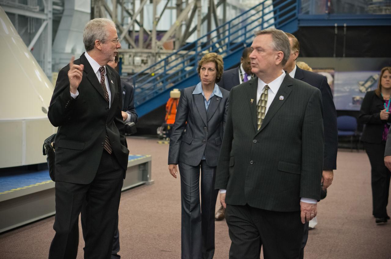 Congressman Steve Stockman, Texas 36th district, and Congressman Randy Weber, Texas 14th district, visit NASA’s Johnson Space Center in Houston on Feb. 20, 2013. Orion Program Manager Mark Geyer and Johnson Space Center Director Dr. Ellen Ochoa discussed the status and accomplishments of the Orion program.  Part of Batch image transfer from Flickr.