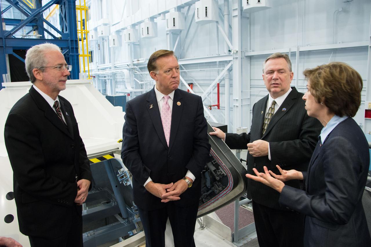 Congressman Steve Stockman, Texas 36th district, and Congressman Randy Weber, Texas 14th district, visit NASA’s Johnson Space Center in Houston on Feb. 20, 2013. Orion Program Manager Mark Geyer and Johnson Space Center Director Dr. Ellen Ochoa discussed the status and accomplishments of the Orion program.  Part of Batch image transfer from Flickr.