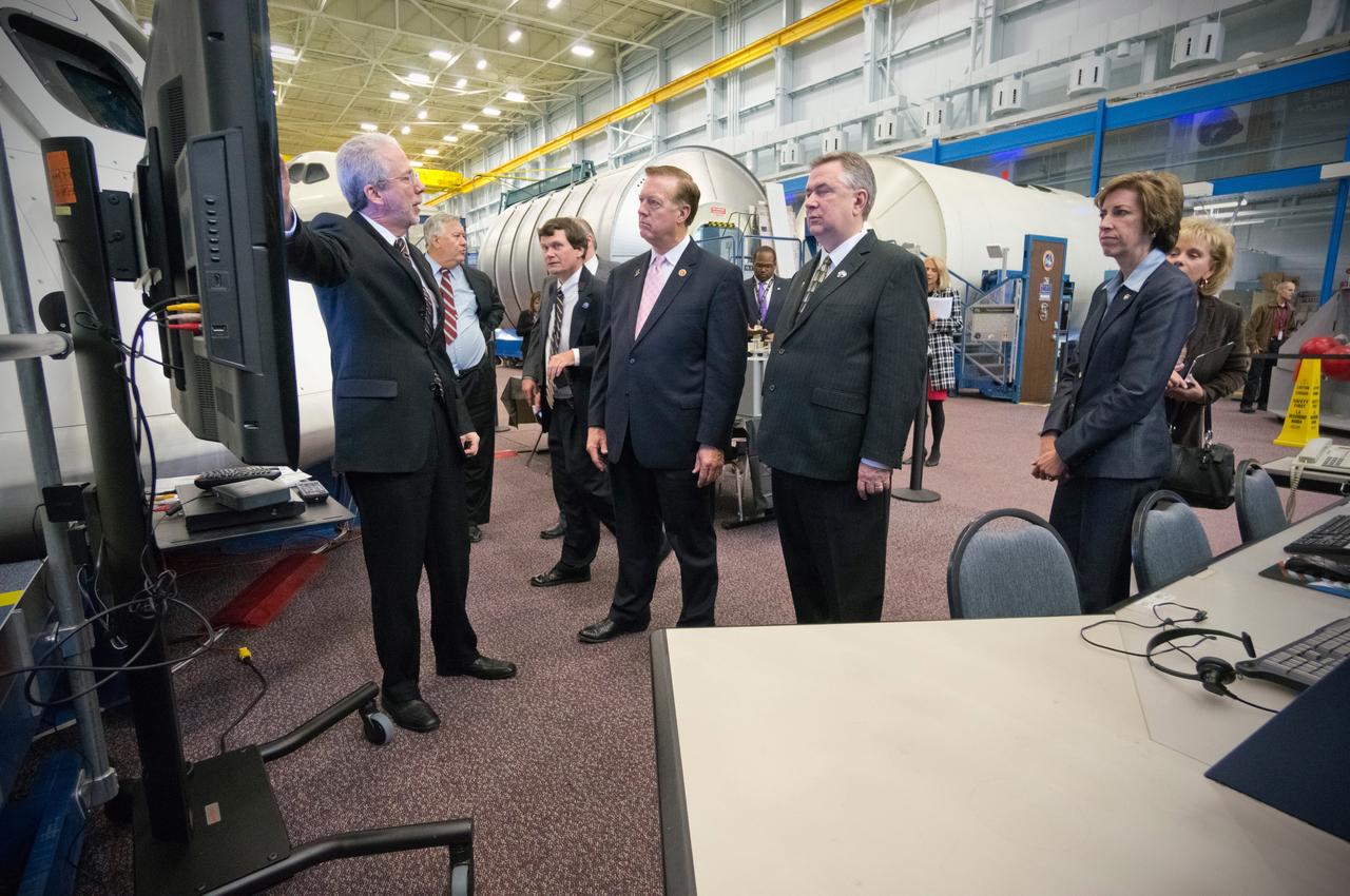 Congressman Steve Stockman, Texas 36th district, and Congressman Randy Weber, Texas 14th district, visit NASA’s Johnson Space Center in Houston on Feb. 20, 2013. Orion Program Manager Mark Geyer and Johnson Space Center Director Dr. Ellen Ochoa discussed the status and accomplishments of the Orion program.  Part of Batch image transfer from Flickr.