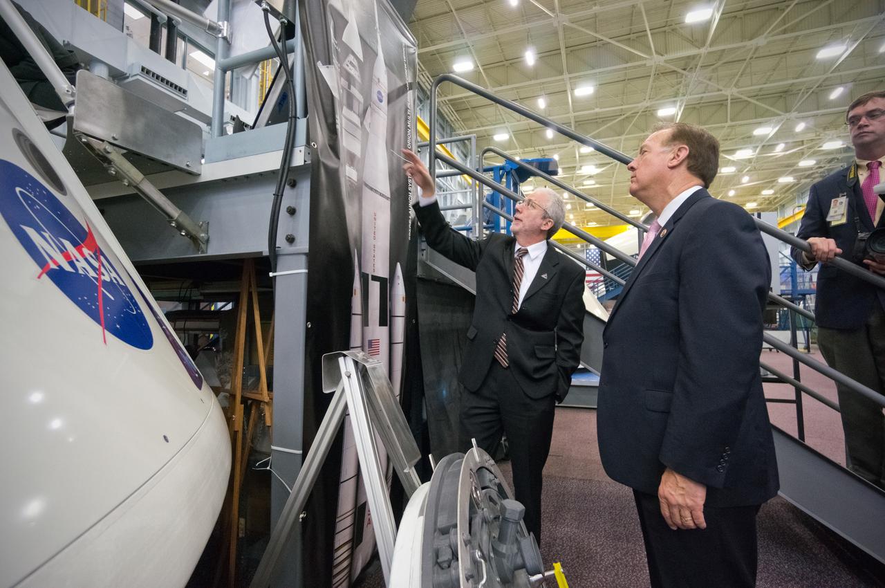 Congressman Steve Stockman, Texas 36th district, and Congressman Randy Weber, Texas 14th district, visit NASA’s Johnson Space Center in Houston on Feb. 20, 2013. Orion Program Manager Mark Geyer discussed the status and accomplishments of the Orion program.  Part of Batch image transfer from Flickr.