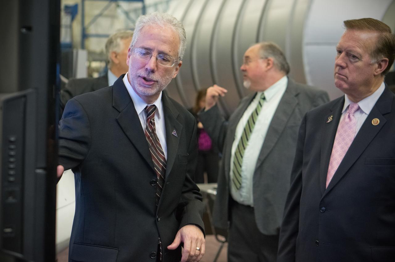 Congressman Steve Stockman, Texas 36th district, and Congressman Randy Weber, Texas 14th district, visit NASA’s Johnson Space Center in Houston on Feb. 20, 2013. Orion Program Manager Mark Geyer discussed the status and accomplishments of the Orion program.  Part of Batch image transfer from Flickr.
