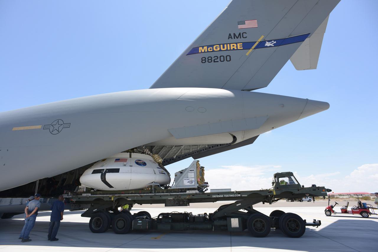 Teams peform Orion Parachute Test Vehicle (PTV) loading operations on July 22, 2013 in preparation for the July 24 parachute drop test at the U.S. Army Yuma Proving Ground in Arizona. Part of Batch image transfer from Flickr.