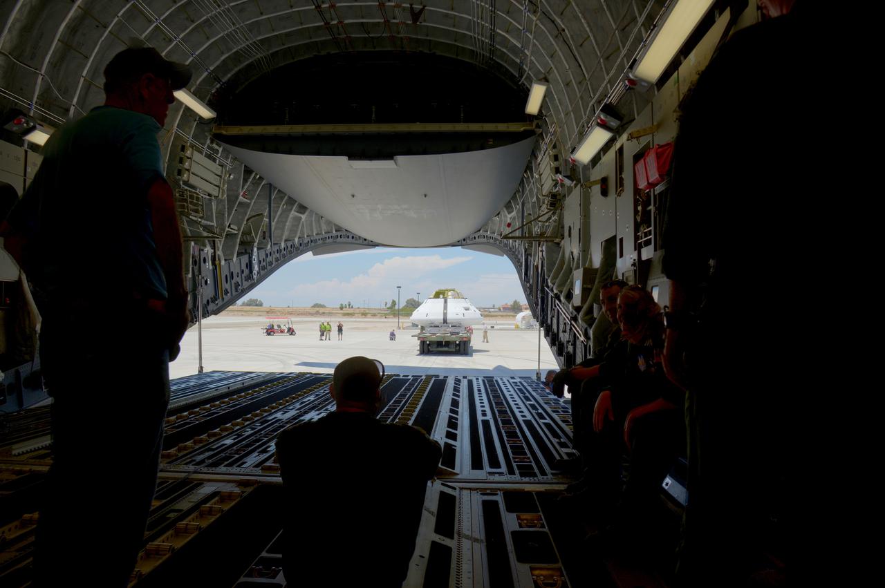 Teams peform Orion Parachute Test Vehicle (PTV) loading operations on July 22, 2013 in preparation for the July 24 parachute drop test at the U.S. Army Yuma Proving Ground in Arizona. Part of Batch image transfer from Flickr.
