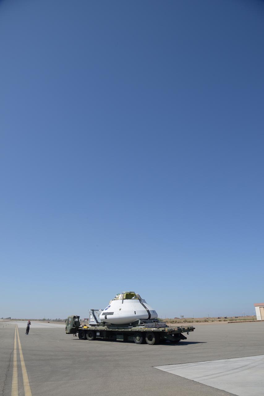 Teams peform Orion Parachute Test Vehicle (PTV) loading operations on July 22, 2013 in preparation for the July 24 parachute drop test at the U.S. Army Yuma Proving Ground in Arizona. Part of Batch image transfer from Flickr.
