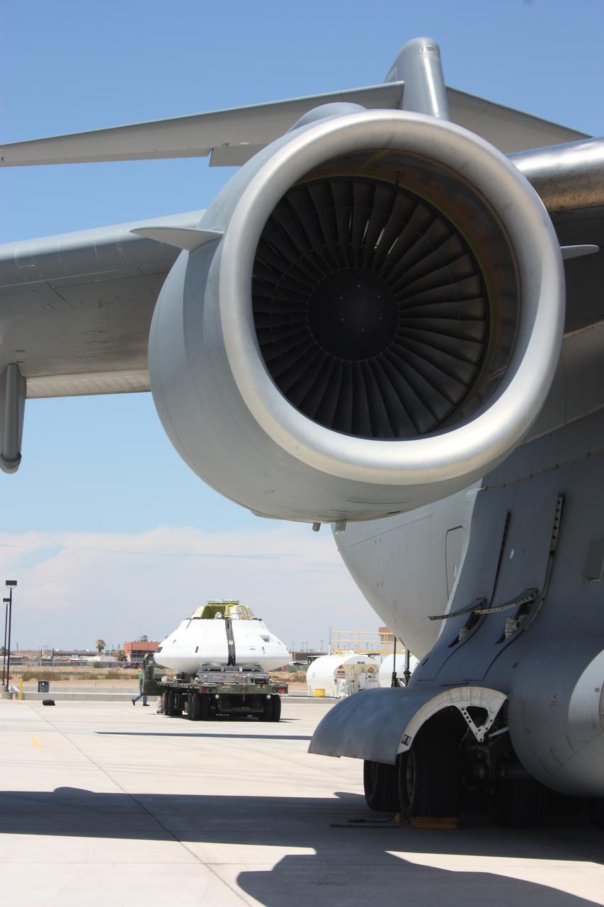 Teams peform Orion Parachute Test Vehicle (PTV) loading operations on July 22, 2013 in preparation for the July 24 parachute drop test at the U.S. Army Yuma Proving Ground in Arizona. Part of Batch image transfer from Flickr.