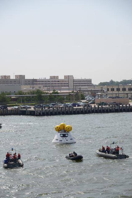NASA image: Orion stationary recovery test at Norfolk Naval Base in Virginia