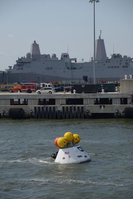 NASA image: Orion stationary recovery test at Norfolk Naval Base in Virginia