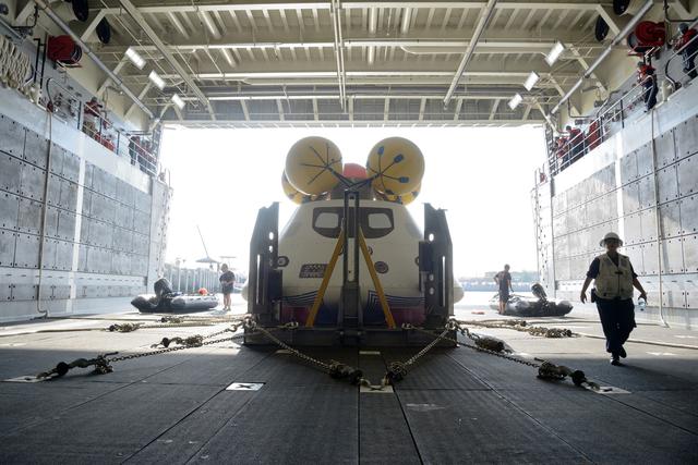 NASA image: Orion stationary recovery test at Norfolk Naval Base in Virginia
