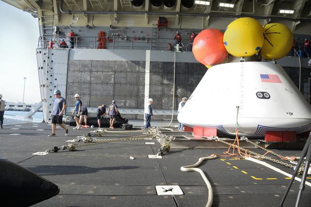 NASA image: Orion stationary recovery test at Norfolk Naval Base in Virginia