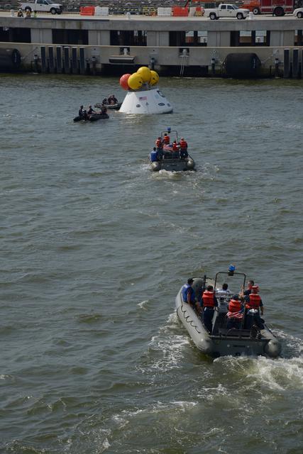 NASA image: Orion stationary recovery test at Norfolk Naval Base in Virginia