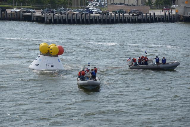 NASA image: Orion stationary recovery test at Norfolk Naval Base in Virginia