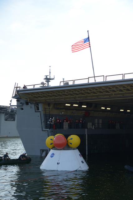 NASA image: Orion stationary recovery test at Norfolk Naval Base in Virginia