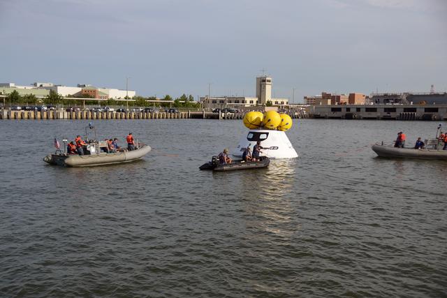 NASA image: Orion stationary recovery test at Norfolk Naval Base in Virginia