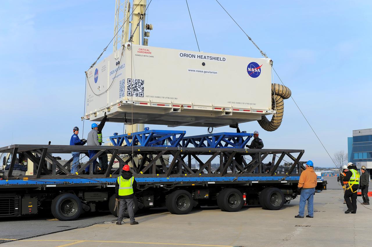 NASA's Super Guppy transport plane transports the Exploration Flight Test-1 (EFT-1) Orion heat shield from Manchester, NH to the Kennedy Space Center in Florida on Dec. 4, 2013. Part of Batch image transfer from Flickr.