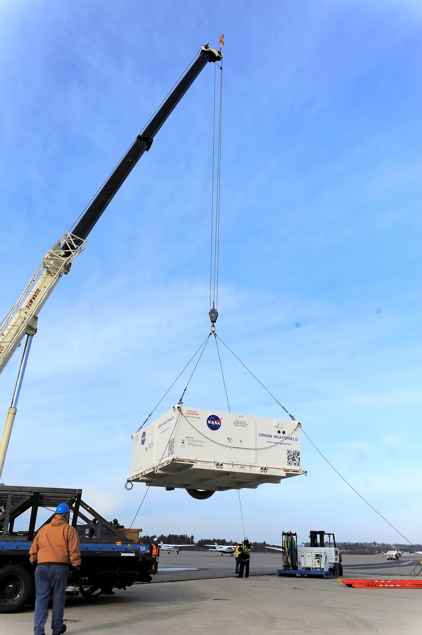 NASA's Super Guppy transport plane transports the Exploration Flight Test-1 (EFT-1) Orion heat shield from Manchester, NH to the Kennedy Space Center in Florida on Dec. 4, 2013. Part of Batch image transfer from Flickr.