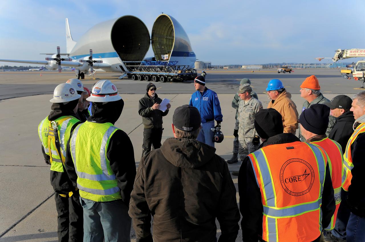 NASA's Super Guppy transport plane transports the Exploration Flight Test-1 (EFT-1) Orion heat shield from Manchester, NH to the Kennedy Space Center in Florida on Dec. 4, 2013. Part of Batch image transfer from Flickr.