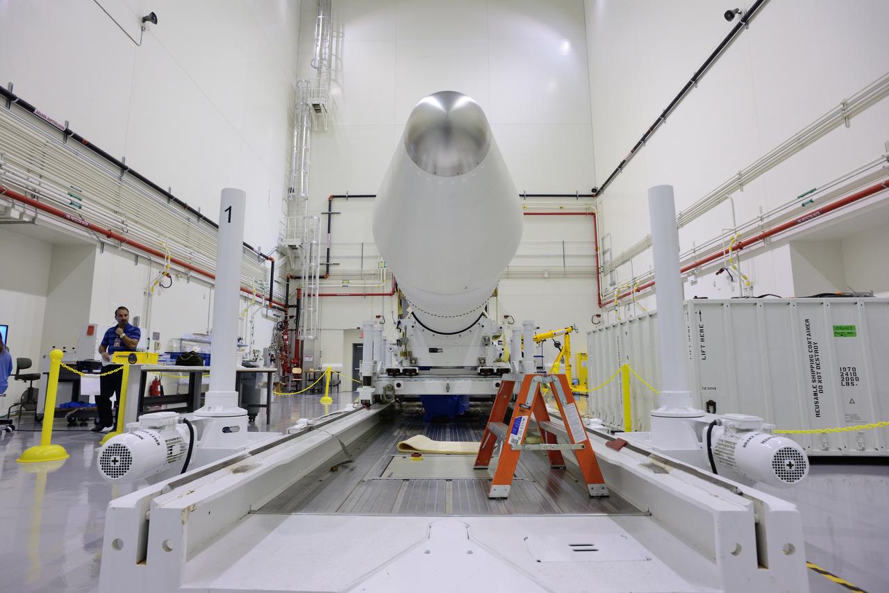 The Orion launch abort system for Exploration Flight Test-1 (EFT-1) is assembled in the Launch Abort System Facility (LASF) at Kennedy Space Center on March 20, 2014. Part of Batch image transfer from Flickr.