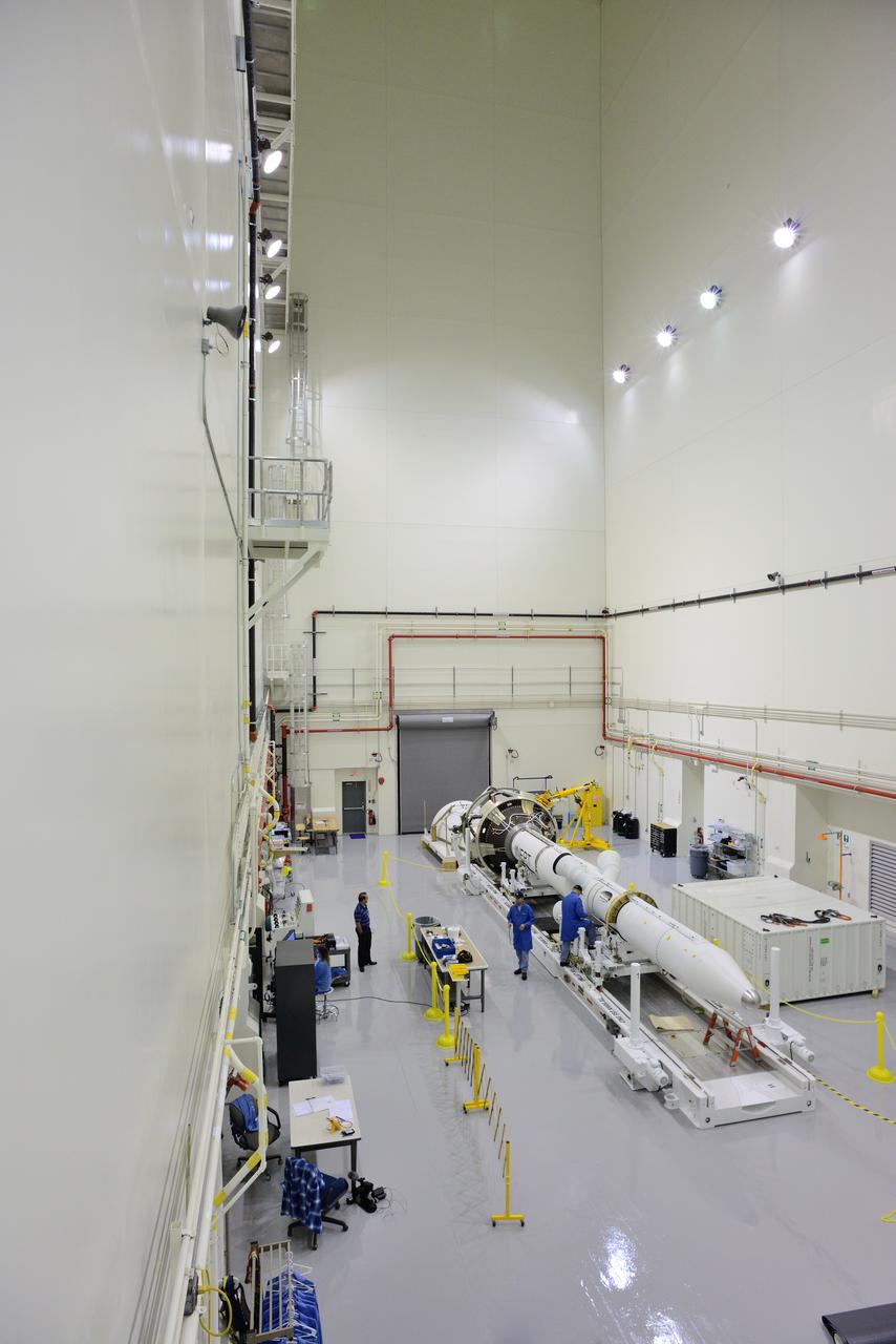 The Orion launch abort system for Exploration Flight Test-1 (EFT-1) is assembled in the Launch Abort System Facility (LASF) at Kennedy Space Center on March 20, 2014. Part of Batch image transfer from Flickr.