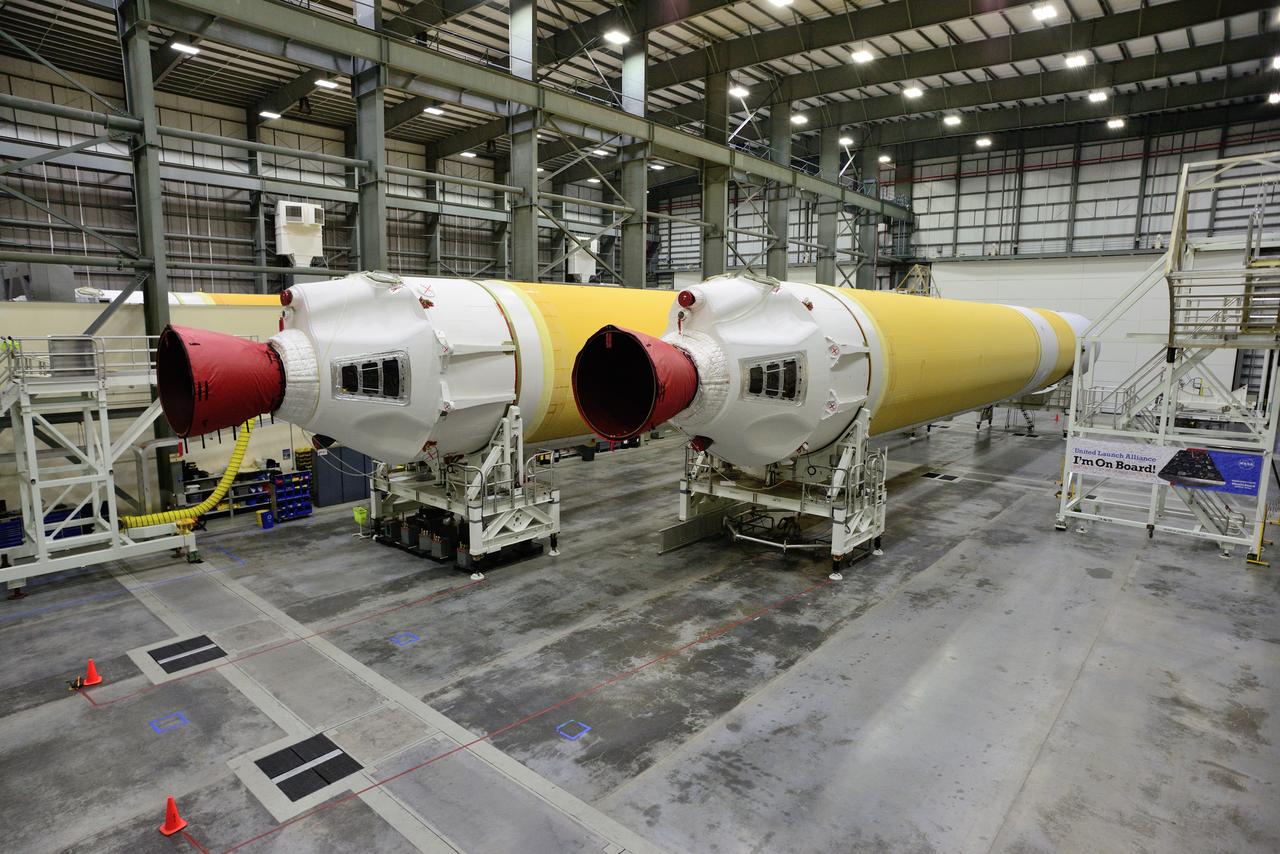 The boosters for the ULA Delta IV Heavy used to launch Orion on Exploration Flight Test-1 (EFT-1) undergo work at Kennedy Space Center in Florida on March 20, 2014. Part of Batch image transfer from Flickr.