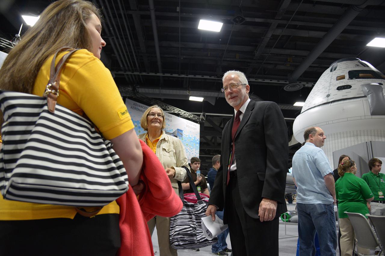 The winner of the high school portion of the Exploration Design Challenge is announced at the USA Science and Engineering Festival in Washington on April 25, 2014. Orion Program Manager Mark Geyer speaks to students. Part of Batch image transfer from Flickr.