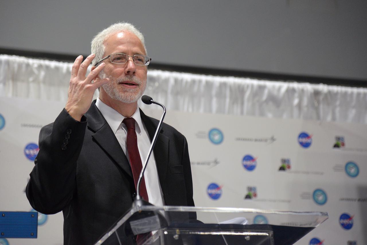 The winner of the high school portion of the Exploration Design Challenge is announced at the USA Science and Engineering Festival in Washington on April 25, 2014. Orion Program Manager Mark Geyer at podium. Part of Batch image transfer from Flickr.