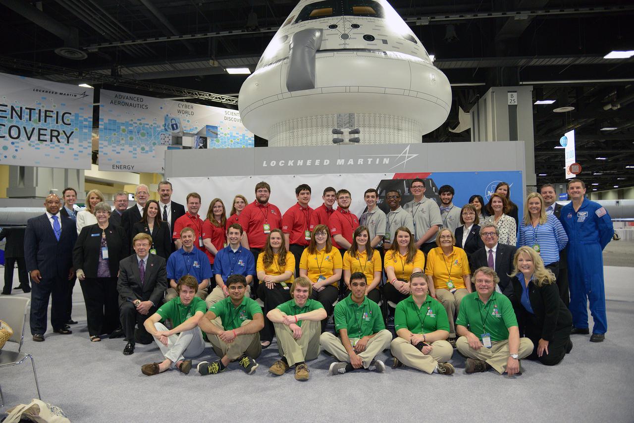 The winner of the high school portion of the Exploration Design Challenge is announced at the USA Science and Engineering Festival in Washington on April 25, 2014. Group photo of students. Part of Batch image transfer from Flickr.