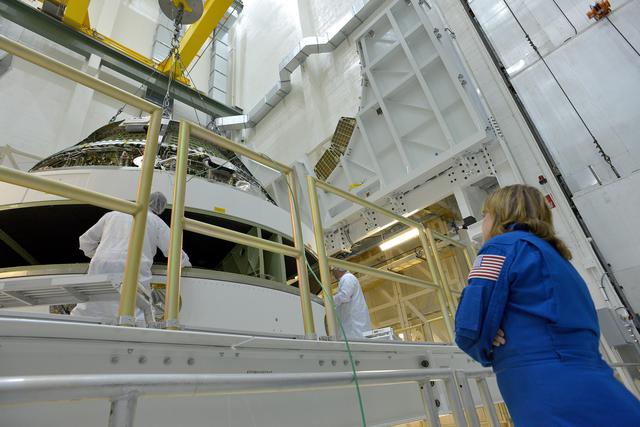 NASA image: Astronaut Anna Fisher visits Operations and Checkout building