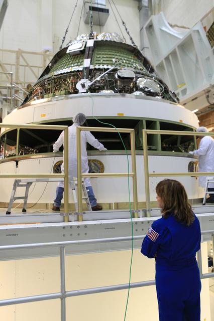 NASA image: Astronaut Anna Fisher visits Operations and Checkout building