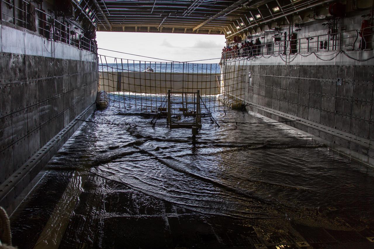 The US Navy and NASA recovery teams are on station off the cost of California on Dec. 3, 2014 and ready to recover Orion after Exploration Flight Test-1 (EFT-1) landing.