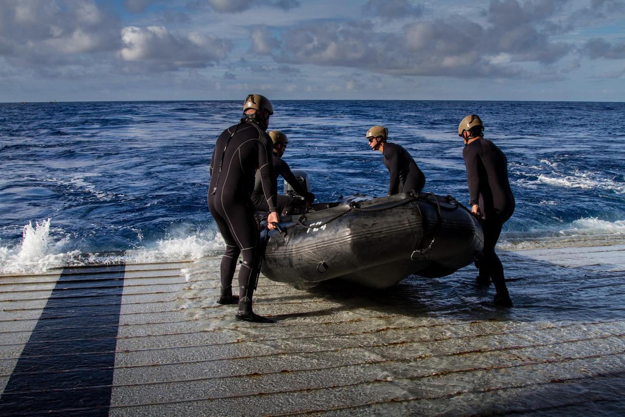 The US Navy and NASA recovery teams are on station off the cost of California on Dec. 3, 2014 and ready to recover Orion after Exploration Flight Test-1 (EFT-1) landing. Part of Batch image transfer from Flickr.
