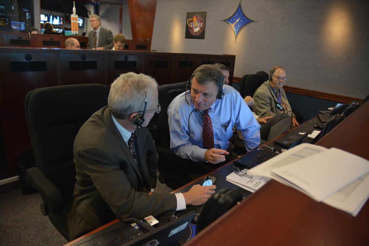 The Orion team reviews the launch procedure in Building AE at Cape Canaveral Air Force Station ahead of the launch of Orion on Exploration Flight Test-1 (EFT-1) on Dec. 4, 2014. Part of Batch image transfer from Flickr.