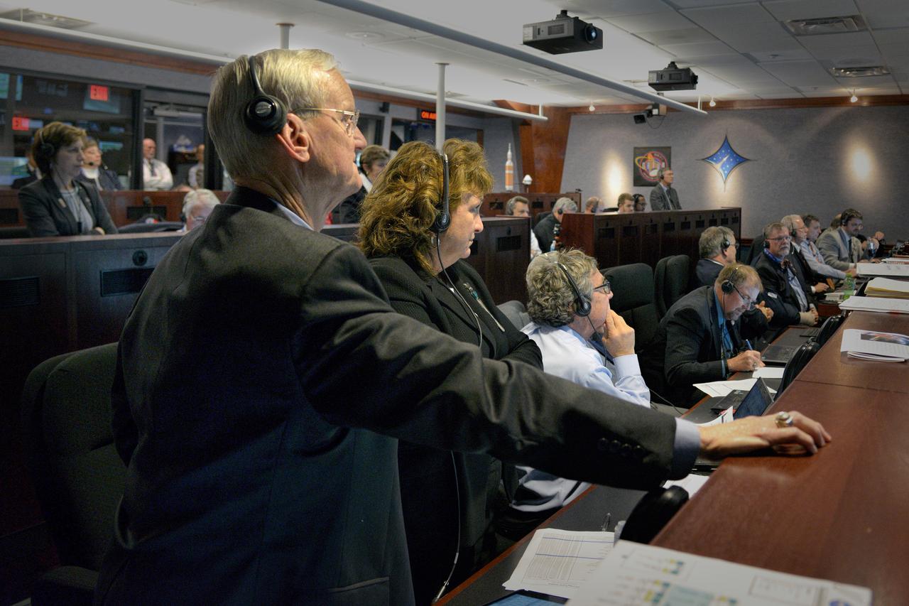 The Orion team watches the flight in Building AE at Cape Canaveral Air Force Station during Exploration Flight Test-1 (EFT-1) on Dec. 5, 2014.  Part of Batch image transfer from Flickr.